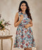 Half Halter Neck Printed Dress